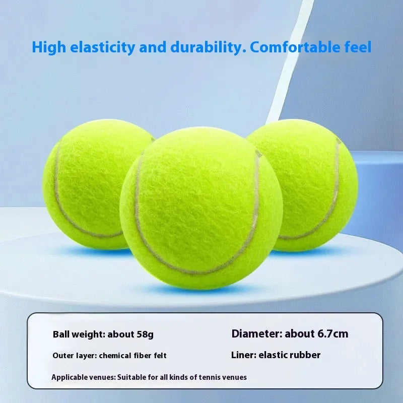 Pack of 10 high-elastic training tennis balls in multi-colour chemical fibre construction