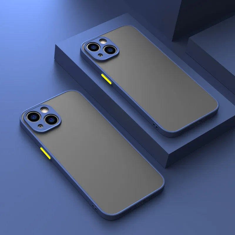 Frosted hard iPhone protective case with fine hole design, shown in dark night green.