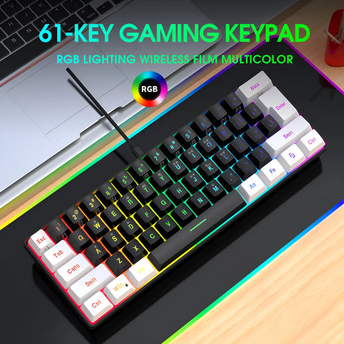 61 key wired membrane keyboard in compact 28.7cm design with USB cable