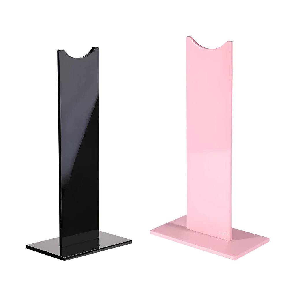 Detachable headphone stand with non-slip silicone base in pink and black colour options