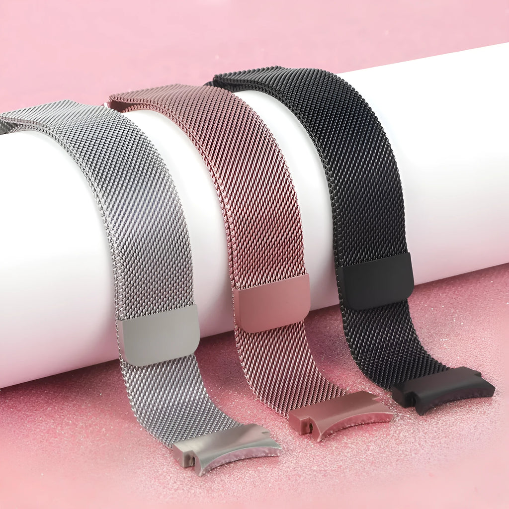 Magnetic Milan stainless steel watch strap for Samsung Watch4 in silver