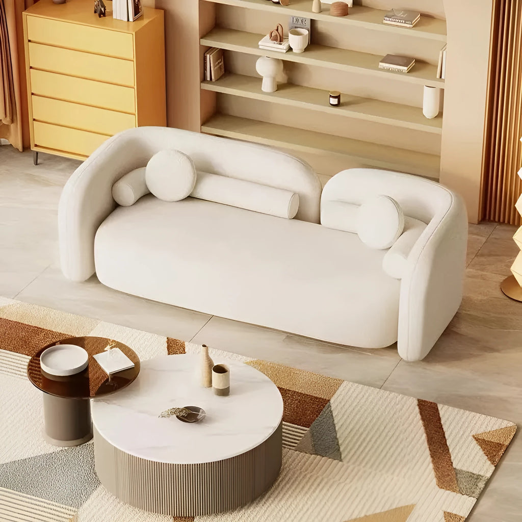 Nordic U-shaped sofa combination in flannel fabric, 170cm and 210cm sofas, 69cm seat depth