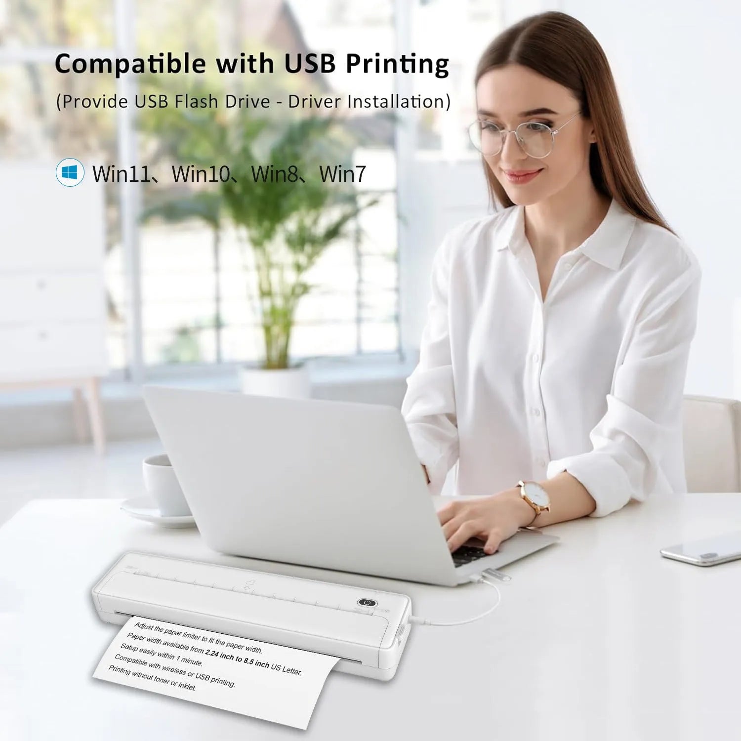 A4 Bluetooth wireless portable printer in black or white for mobile phone computer text printing