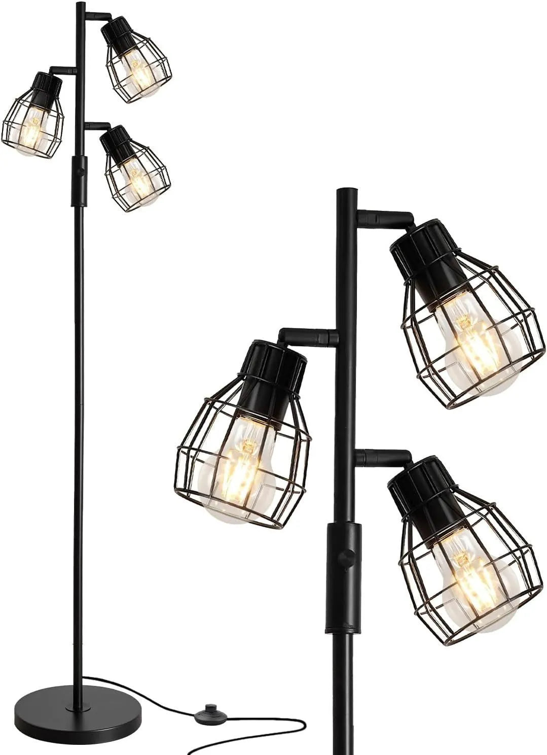 American country retro bedside lamp with iron body and metal shade in black finish
