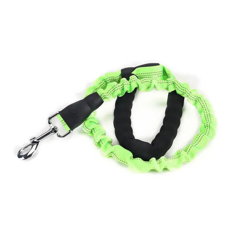 Retractable dog lead with hand holding rope, 95-135cm adjustable, in black blue pink fluorescent green or gray