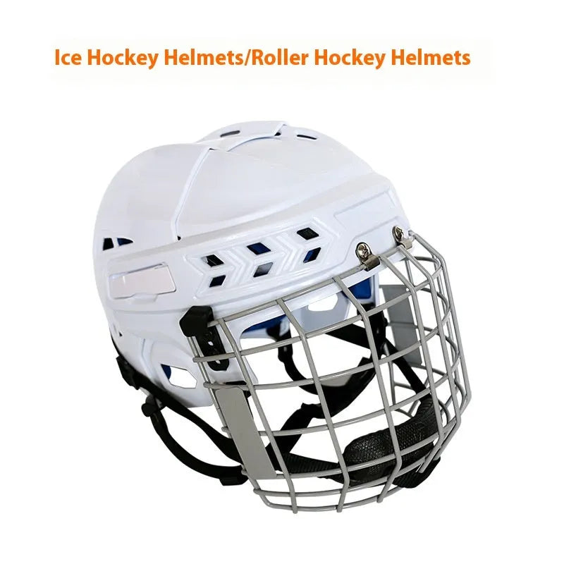 Ice hockey helmet with carbon steel face mask and protective shell for ball sports