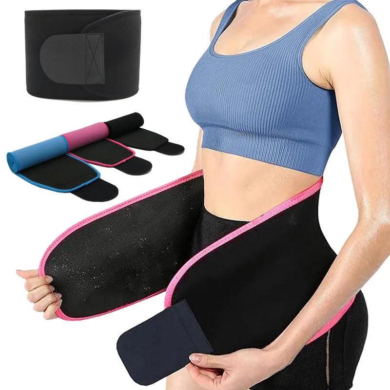 Neoprene lumbar support fitness belt in black, shown on a waist.