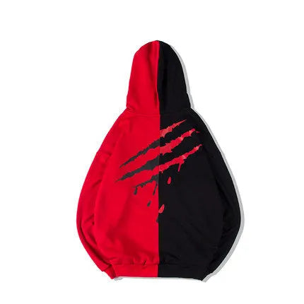 Women's loose-fit polyester hoodie with letter print and hooded collar in gules colour