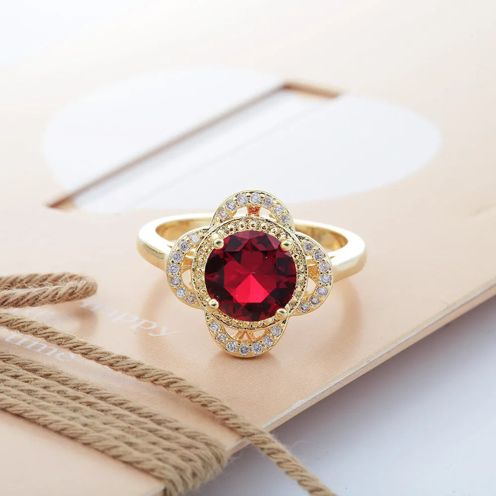 Copper ring with a fruit-shaped zircon stone, shown in colour style 10-6-1395.
