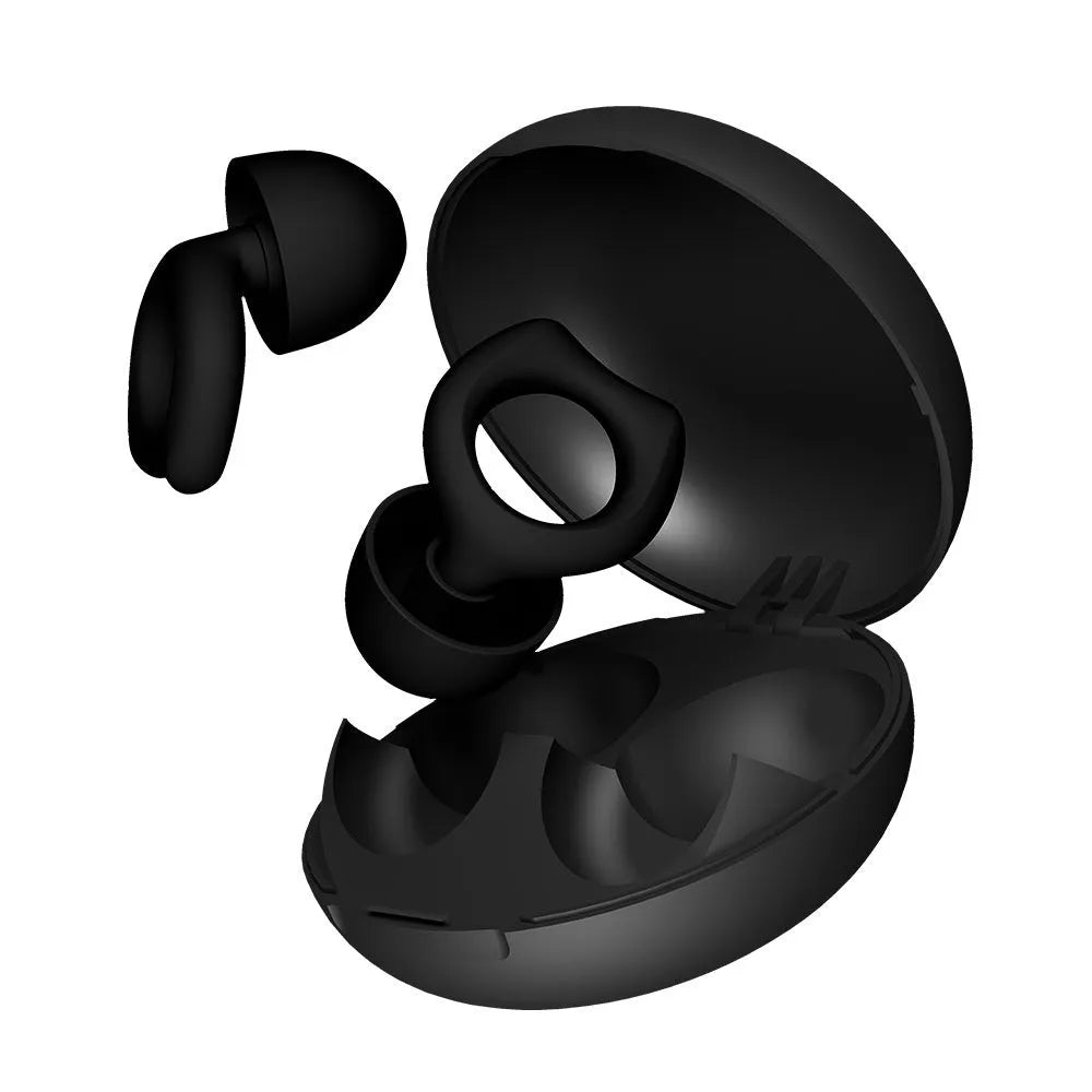 A pair of silicone soundproof earplugs in one of five available colours: black, blue, green, purple, or white.