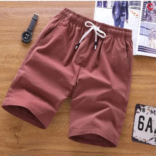 Men's cotton capris shorts in multiple colours on a size chart showing measurements from M to 5XL.