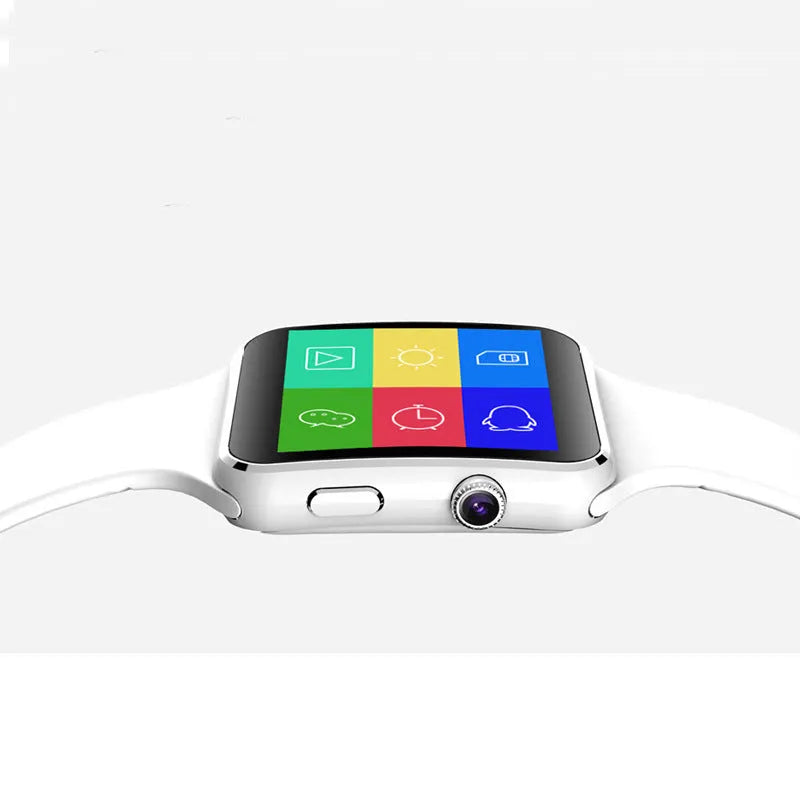 Black smart watch with 1.54 inch touch screen and silicone strap on wrist