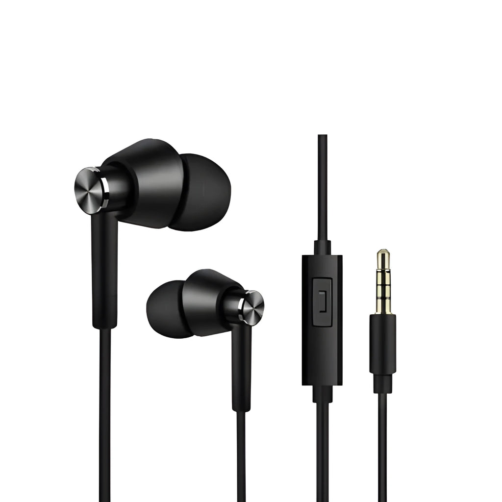 Black and white in-ear earphones headset with subwoofer for computer and mobile phone