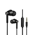 Black and white in-ear earphones headset with subwoofer for computer and mobile phone