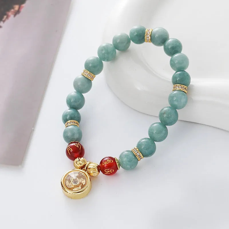 Myanmar jade chalcedony agate bracelet with lotus seedpod geometric shape and electroplated finish