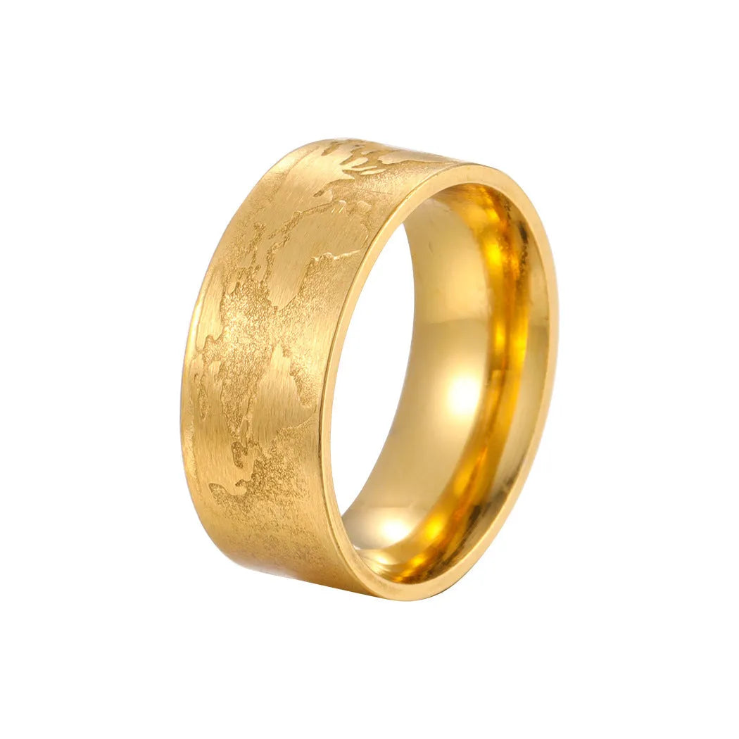 Stainless steel geometric dopamine ring in gold colour, size 9, style option A
