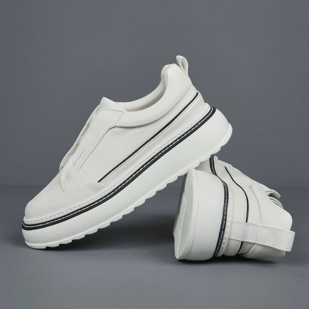 Breathable casual slip-on sneaker with first layer cowhide upper and foam sole, black, side view