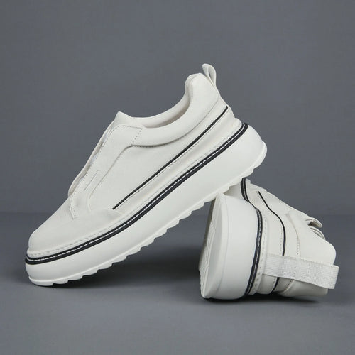 Breathable casual slip-on sneaker with first layer cowhide upper and foam sole, black, side view