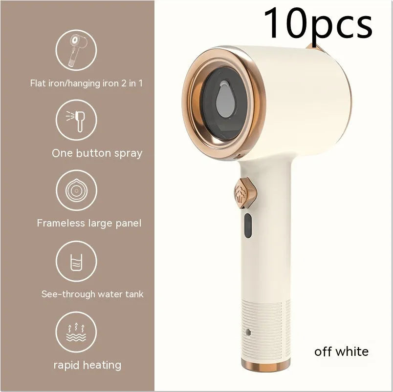 Mini portable handheld garment steamer in green with titanium soleplate and 50ml water tank