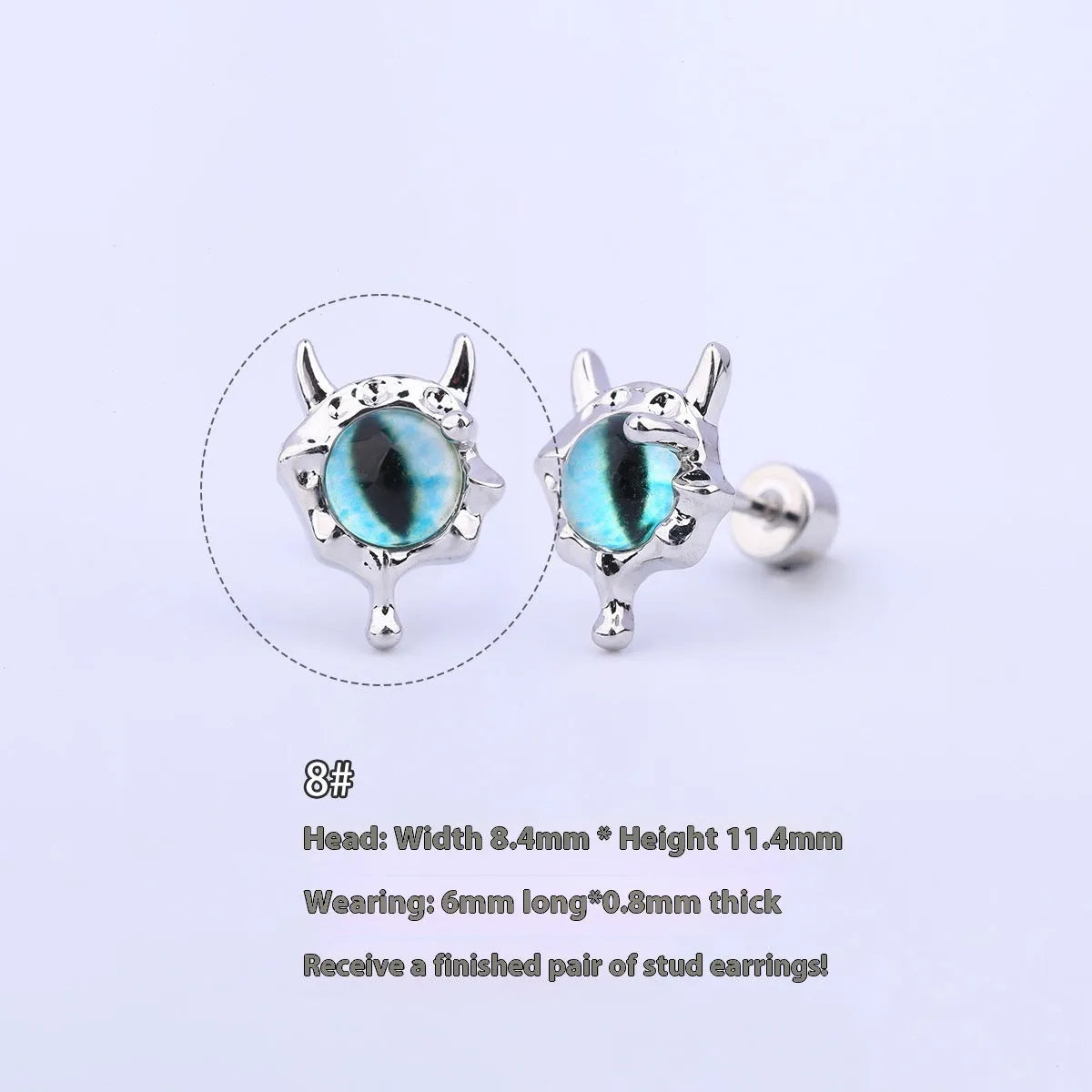 316L stainless steel Halloween drop earrings with real gold plating, skull and devil eye design, 6cm length, unisex