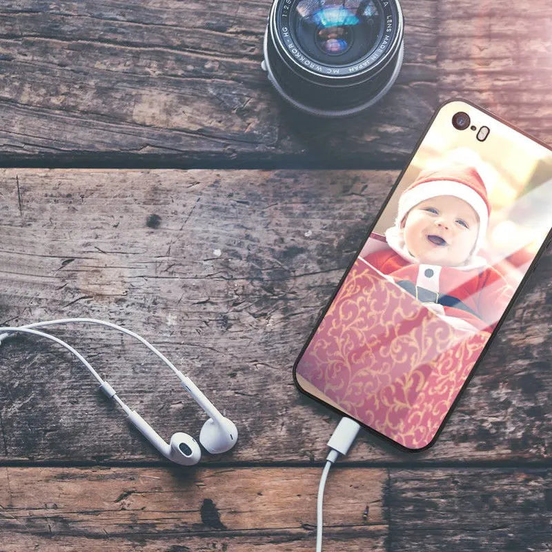 Ultra-thin patterned iPhone case with a raised edge protecting the screen and camera lens.
