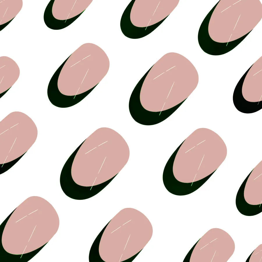 24 French manicure nail art pieces with black tips in short almond shape