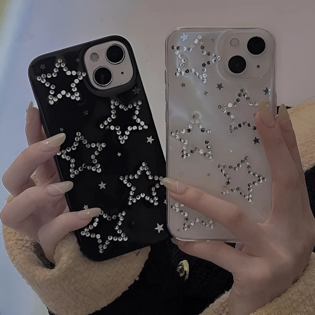 Rhinestone black XINGX phone case with epoxy resin soft cover for Apple iPhone