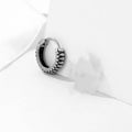 Silver geometric stainless steel earrings with retro twist stripe design