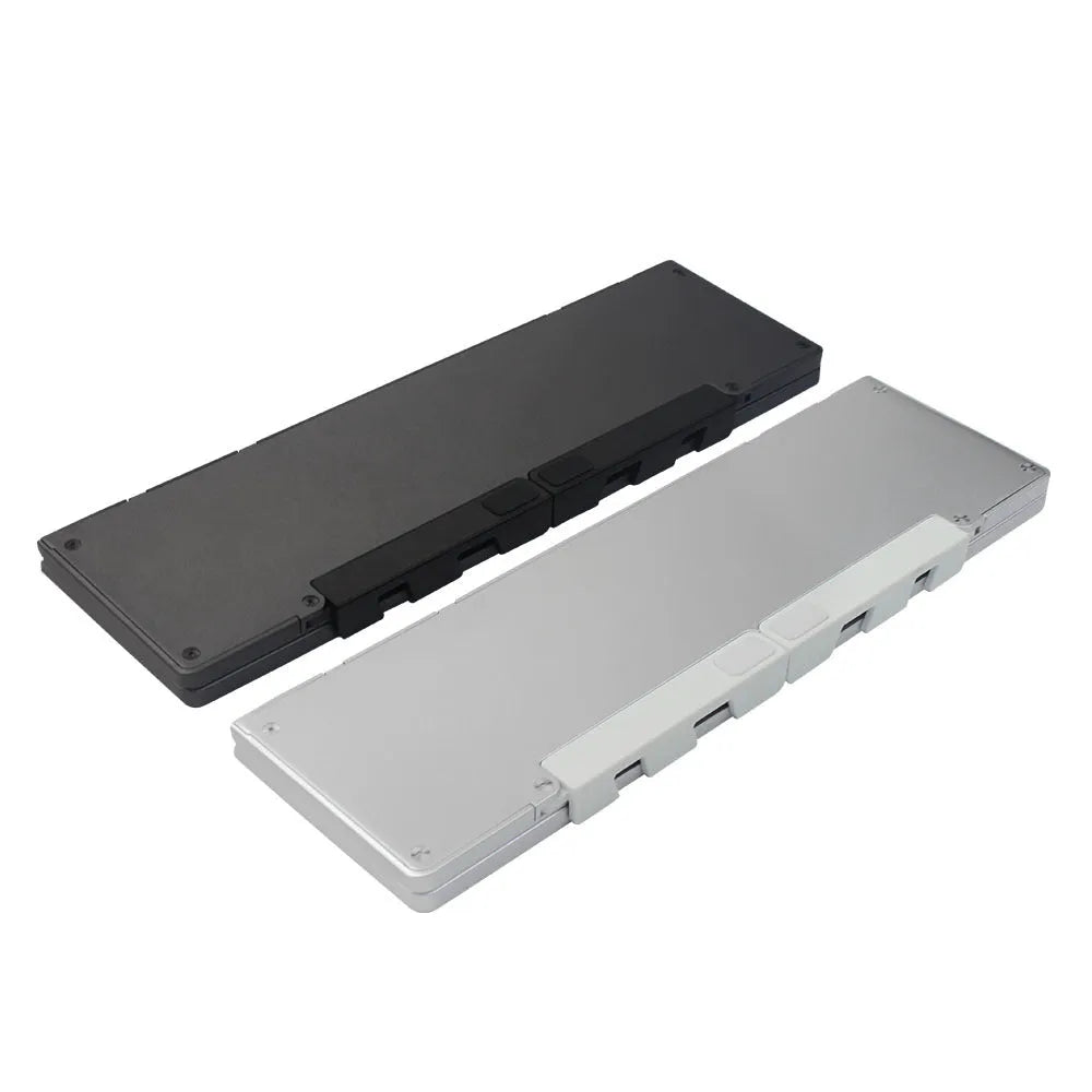 Folding Bluetooth keyboard with hidden bracket, touch-sensitive keys, rechargeable battery, Black or Silver