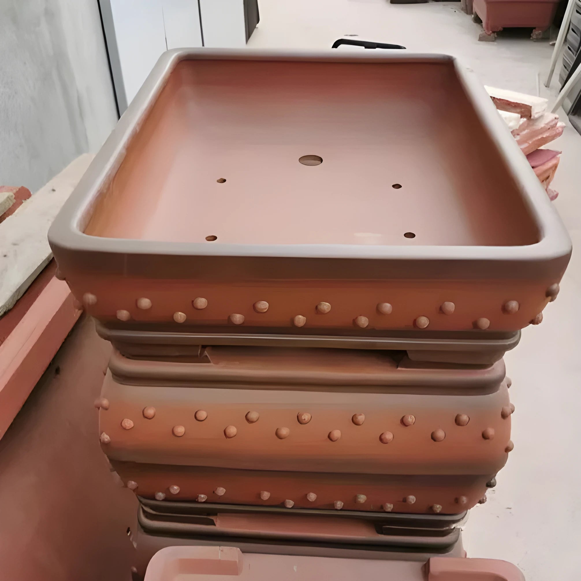 Extra large rectangular purple clay flower trough bonsai pot in Chinese style for desktop or floor use