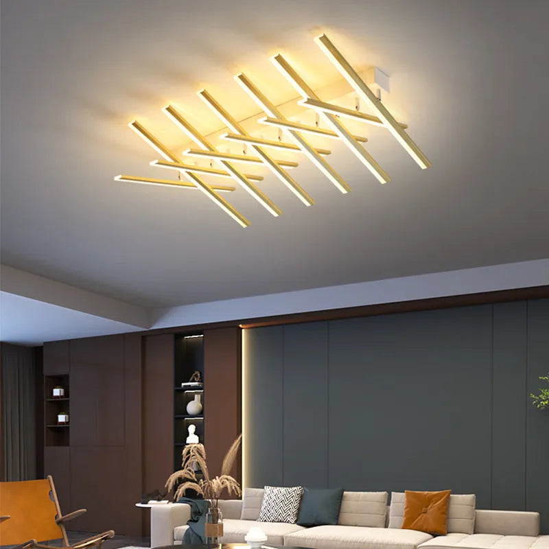 6-head 50cm LED ceramic ceiling light in black or gold wave style with white or warm light