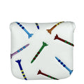 Square golf putter protective sleeve with rocket pattern in black PU leather