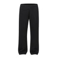Men's solid colour straight-leg cotton casual trousers shown in black and grey.