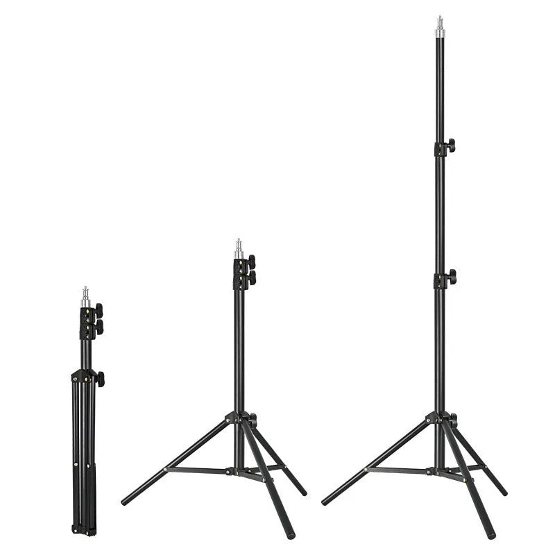 Floor tripod light stand with frosted legs and mobile phone holder mounted