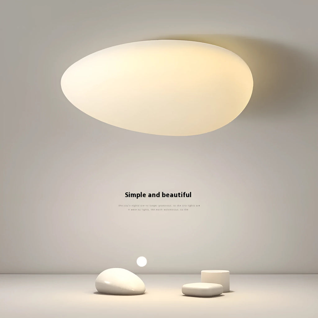 Modern minimalist LED ceiling light in white finish for master bedroom, 43cm size