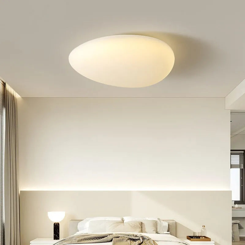 Modern minimalist LED ceiling light in white finish for master bedroom, 43cm size