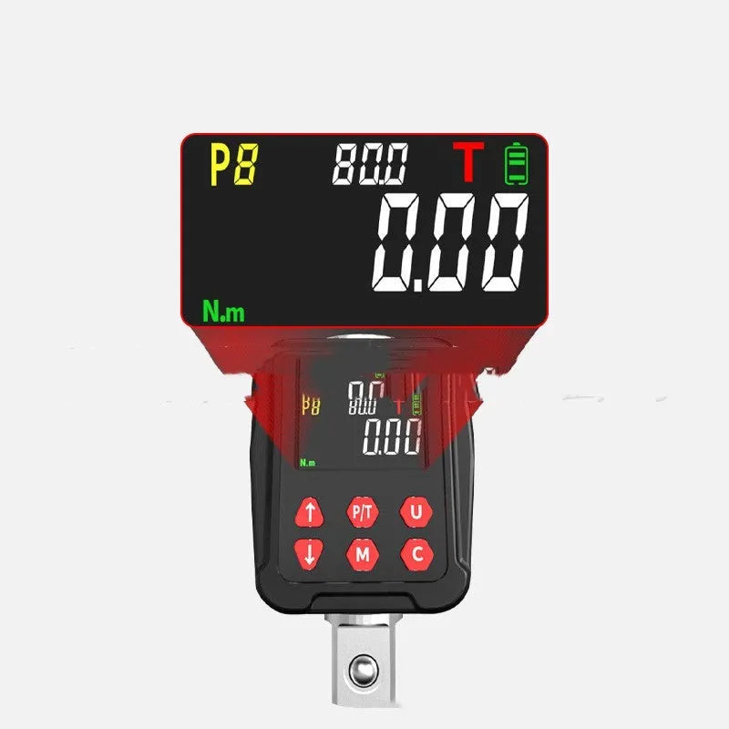 Digital torque meter with LCD display showing torque measurement, 1/2 inch square drive