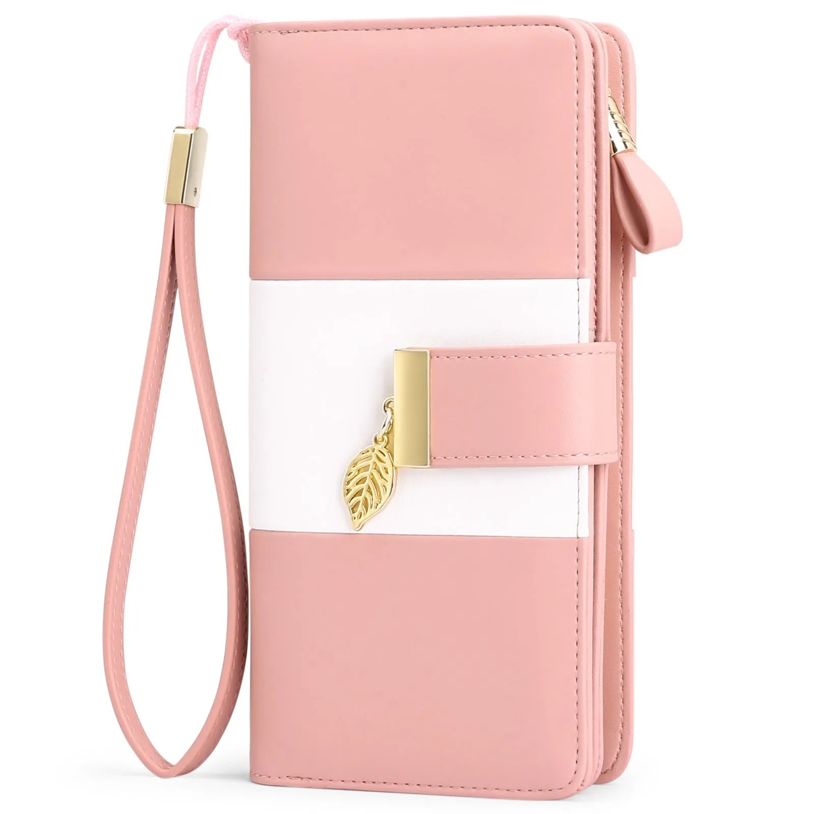 Midnight black women's anti-theft clutch bag with locking gold zip, showing organised card slots inside.
