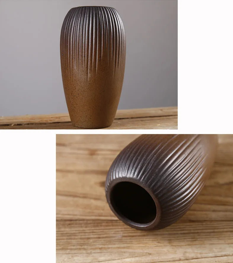 Glazed ceramic small vase in creative Japanese style as decorative ornament with six colour options