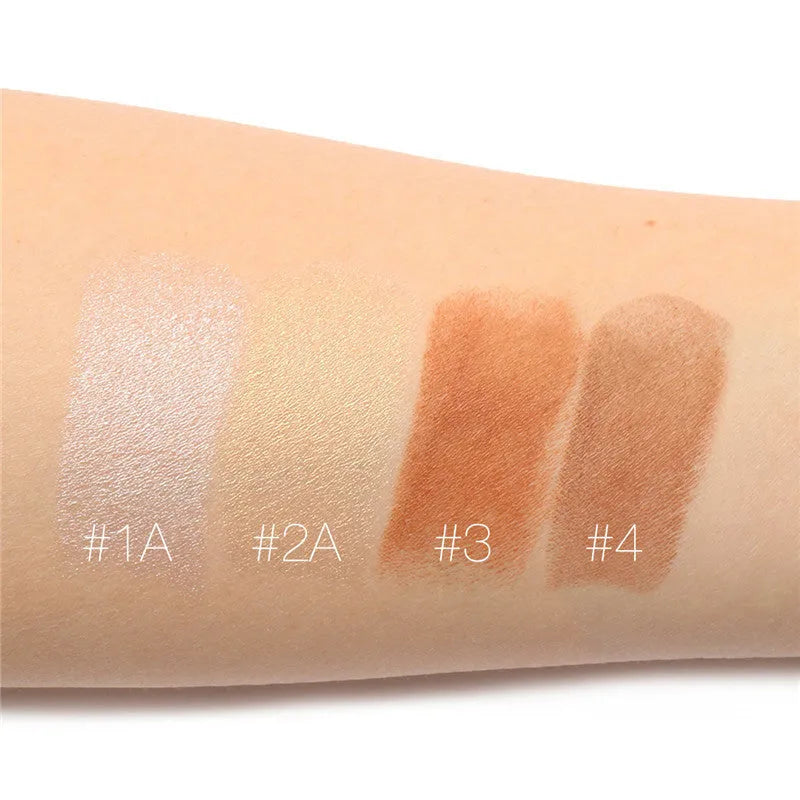 Four shade face contour highlighter makeup product for cheekbones and facial definition.