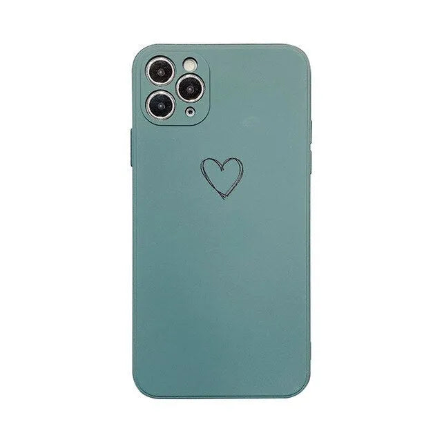 Silicone TPU phone case for Apple iPhone in solid colour options on a white background.