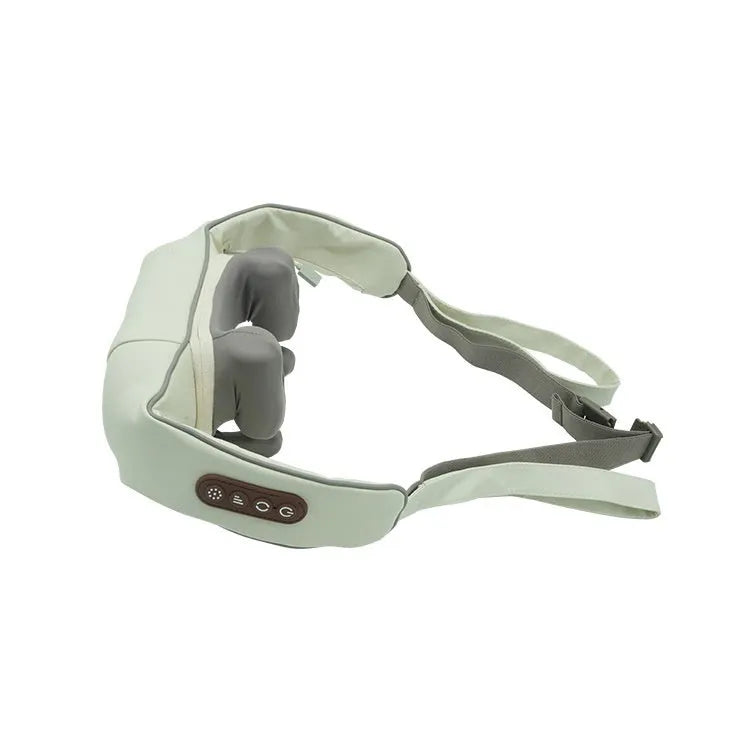 Foldable electric neck and shoulder massager with rechargeable battery in blue colour
