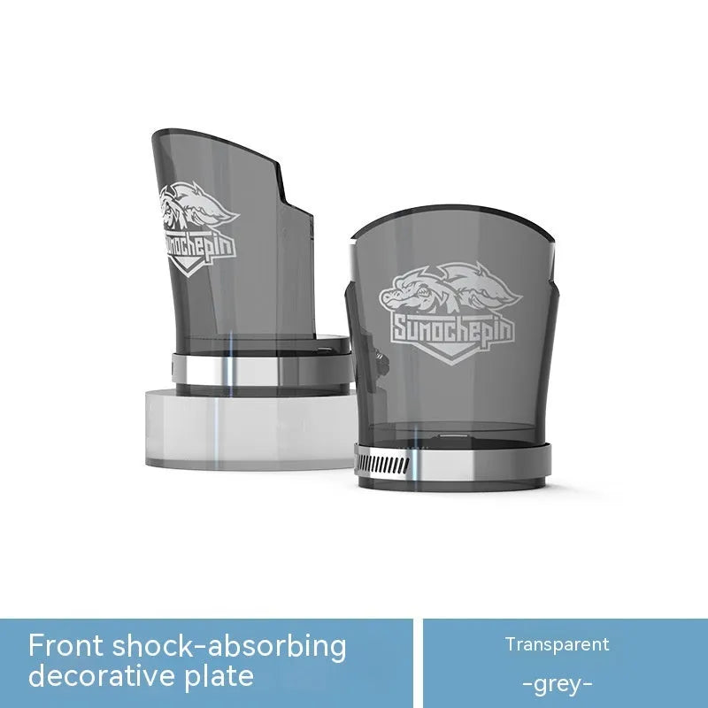 Pair of transparent silver PC motorcycle shock absorber protective sleeves with stainless steel clamps.