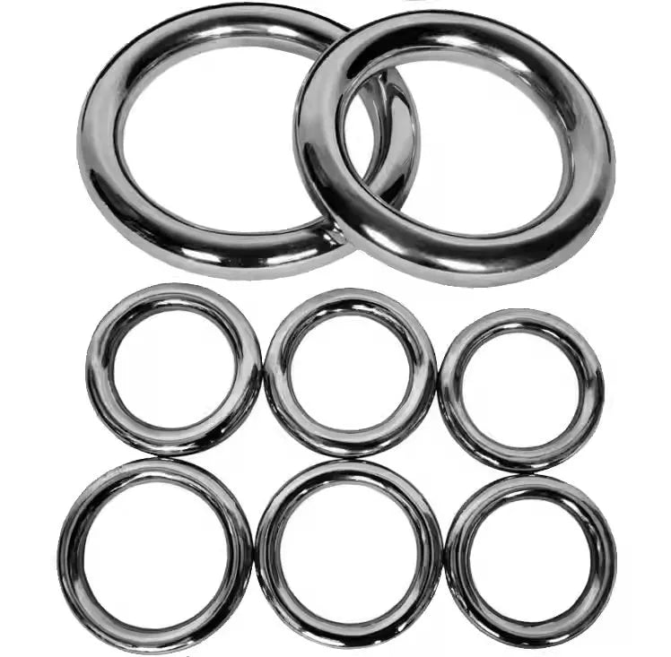 A silver carbon steel ring for Wing Chun iron arm and hand grip strength training.