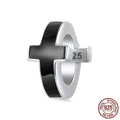 S925 sterling silver black cross spacer bead, 1.0cm by 0.6cm with 0.45cm hole, colour SCC3093