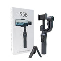Black S5/S5B three-axis handheld gimbal stabiliser for mobile phones with hard case and tripod