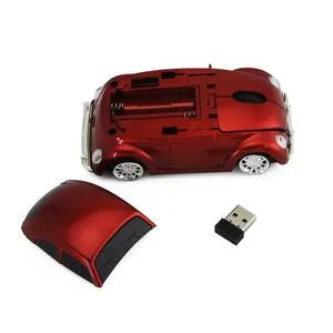 Wireless beetle car mouse in black with 2.4GHz USB receiver, 1000 DPI, for desktop