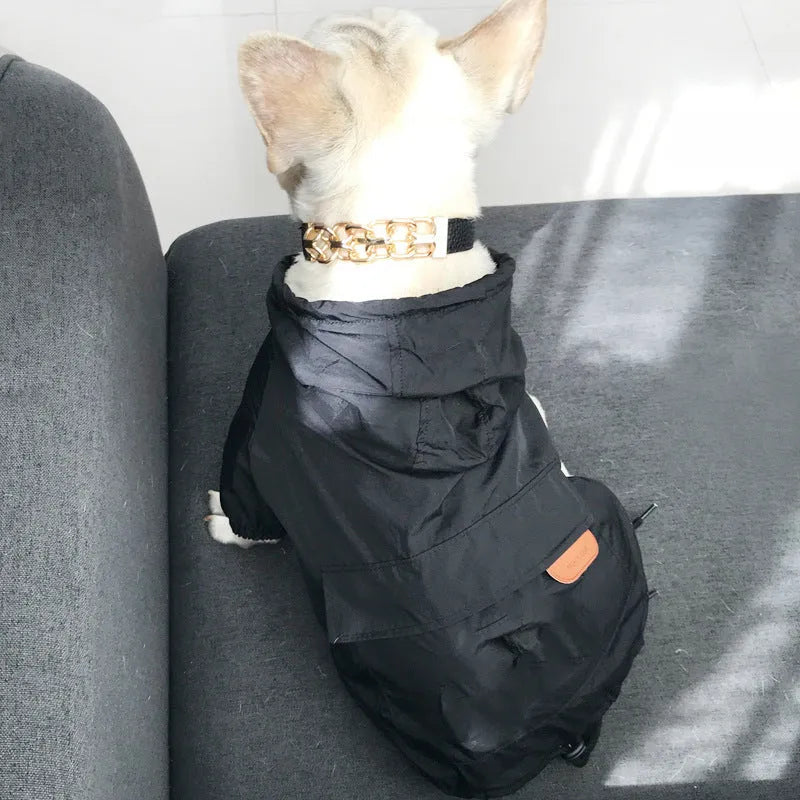 Black and red cotton sunscreen dog vests in sizes M to 4XL on white background