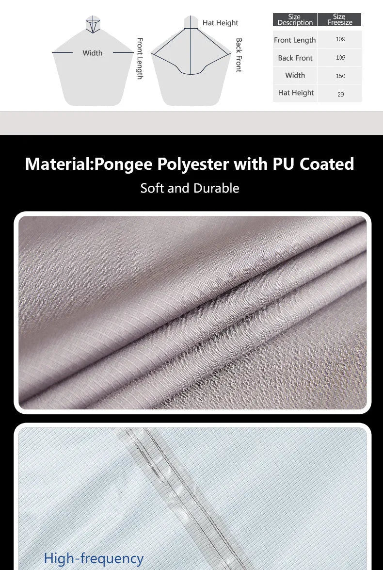 Multifunctional riding raincoat bicycle poncho 109cm length PU glue lightweight outdoor rain gear