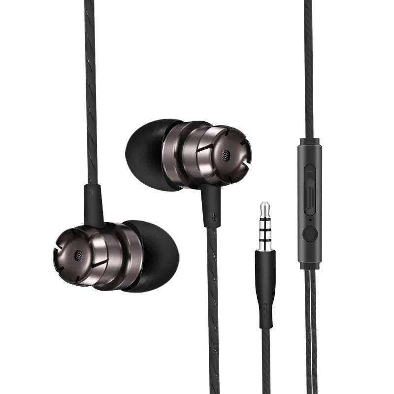 Wired in-ear headphones with 3.5mm plug and microphone in various colours